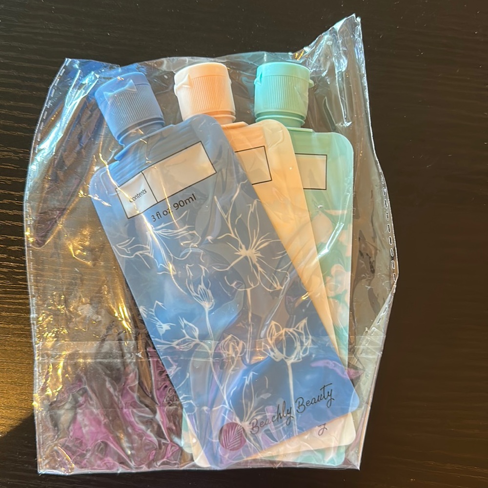 NWT Beachly Beauty Re Useable 3oz Travel Container set of 3